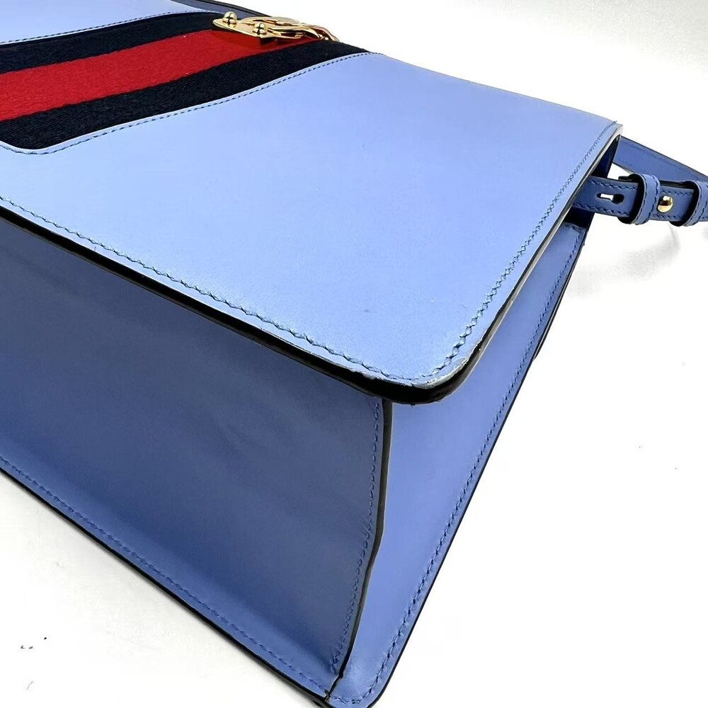 Hj Gucci Blue Clutch Bag Flowers Gg #236197G10B - Picture 9 of 13